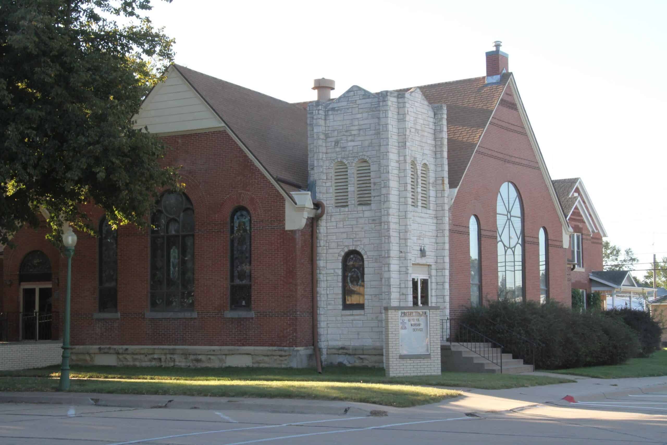 Historic Homestead Presbytery church building with brick and stone architecture.